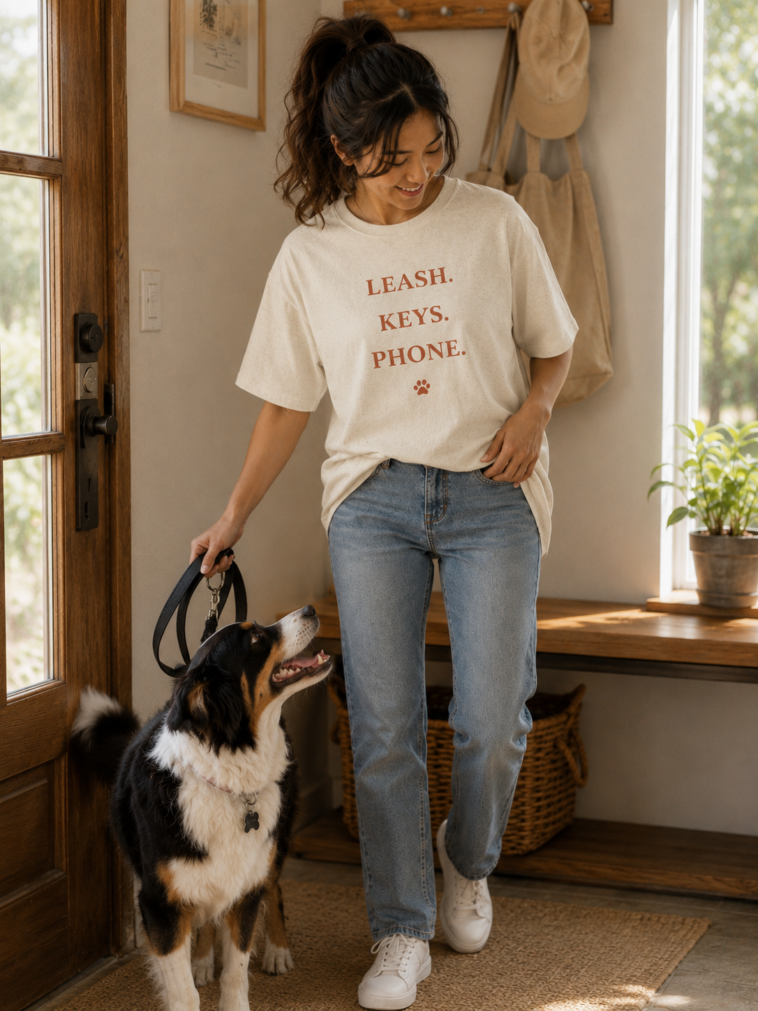 Leash. Keys. Phone. Unisex Tee