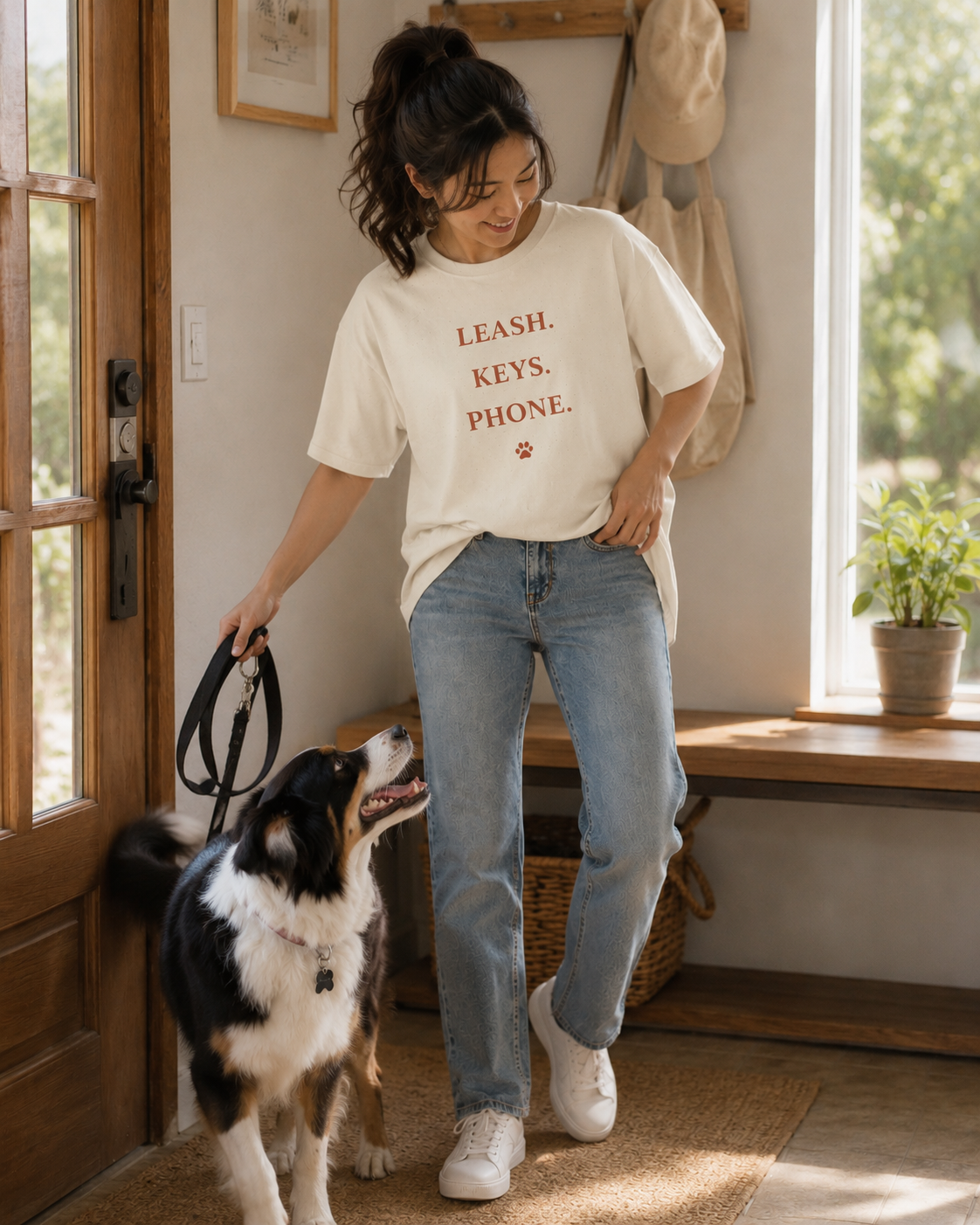 Leash. Keys. Phone. Unisex Tee