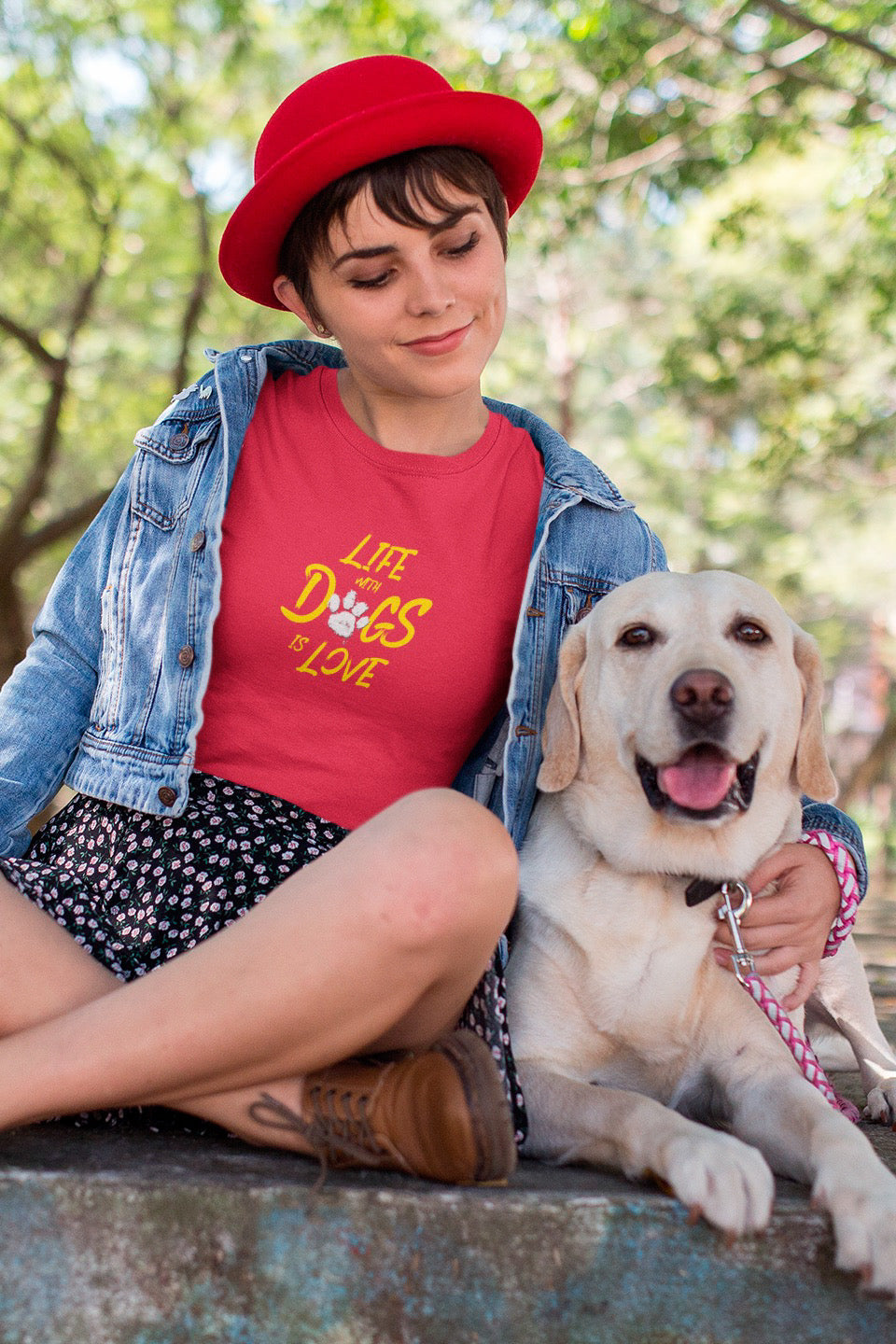 'Life With Dogs Is Love' Women's Luxe Slim Tee